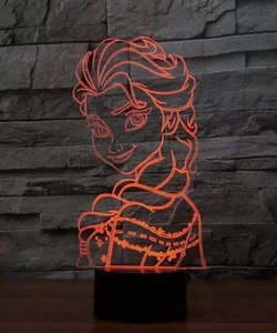 Nachttischlampe Elsa 3D Hologramm Lampe Bunt Schreibtischlampe Farbwechsel - Bild 1 von 13