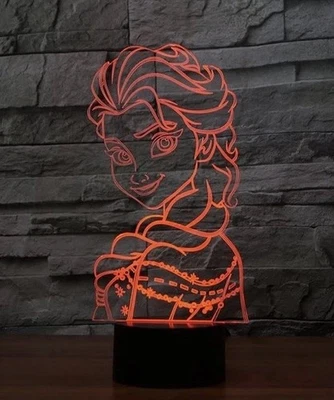 Nachttischlampe Elsa 3D Hologramm Lampe Bunt Schreibtischlampe Farbwechsel - Bild 1 von 4