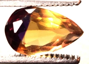 6,85 cts. Natürlicher zweifarbiger Bolivien Ametrin Birnenform zertifizierter Edelstein - Bild 1 von 4