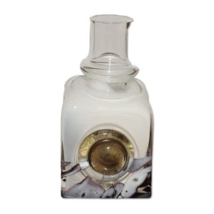 Czech Hut Princ Art Glass Sculpture Bottle Vase Screen Medallion Front 1990's - Picture 1 of 9