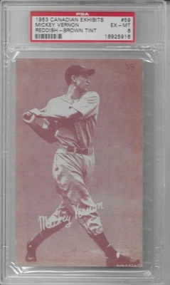 Exposiciones canadienses 1953 #59 Mickey Vernon graduado PSA 6 EX-MT tinte marrón rojizo Foto 1 de 2