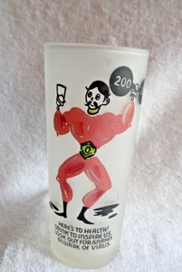 Vintage Tom Collins Glas Neuheit Bargeschirr Vorsicht vor Viren Gewichtheber 31221 - Bild 1 von 5