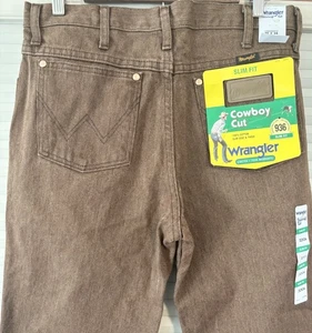 Wrangler Brown Jeans Men’s 32 X 34 Cowboy Cut 936 Slim Fit Slim Seat & Thigh - Picture 1 of 10