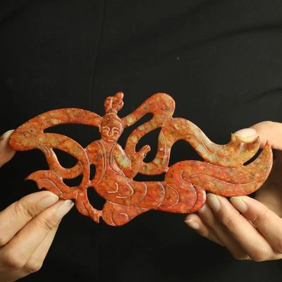 China Natural hetian Jade Hand Carved Statue buddha dancer bi pendant u - Image 1 of 4