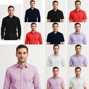 Men's Shirts Long Short Sleeve Work Office Formal Casual Business Non Iron Shirt - Picture 1 of 25