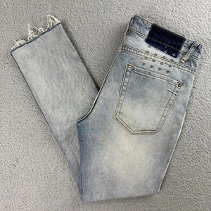 Pantalones de mezclilla Ksubi para hombre 31 azules van arrugas goteo ajustados dobladillo crudo botón mosca 1 - Imagen 1 de 9