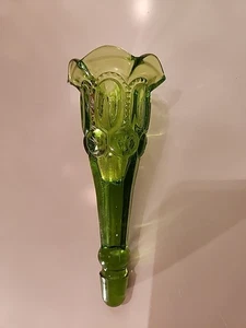 6.75" L.E.Smith Moon & Stars Green Glass Center Epergne Vase "ONLY" Very Good - Picture 1 of 6