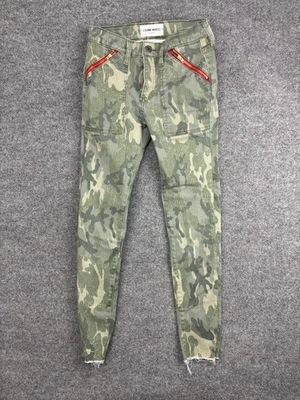 Pantalones de mezclilla Etienne Marcel para mujer 24 camuflados ajustados Moto rojos bolsillos con cremallera dobladillo crudo EM31026 Foto 1 de 4