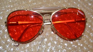 Bushnell Red Lens Wrap-Around Gold Aviator Shooting Glasses Impact Resistant (T) - Picture 1 of 9