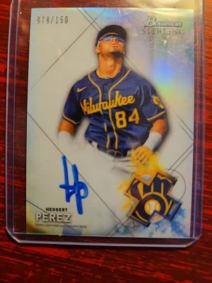 2021 Hedbert Perez Bowman Sterling Prospect Auto Refractor 78/150 Card # BSPA-HP - Image 1 of 4