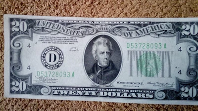 1934 PLAIN $20 TWENTY DOLLAR BANKNOTE, CRISP, VERY NICE, AU, CLEVELAND-ISSUED - Image 1 of 4