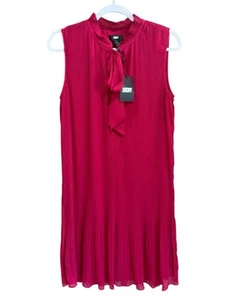 NWT DKNY Sleeveless Tie Neck Pleated Shift Dress Ruby Red Size 10 NEW $139 - Picture 1 of 11