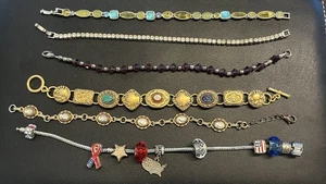 Armband Konvolut Strass grün blau Kamee Stil mehr - Bild 1 von 6