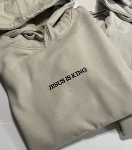 Jesus ist König Hoodie Stickerei Sweatshirt Bibelbekleidung Gott Sand Evangelium - Bild 1 von 13