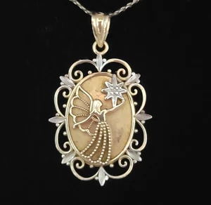 Michael Anthony 10K Angel Pendant Engraved w Diamond Accent & Gift Box Free Ship - Picture 1 of 11