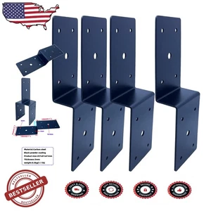 4 Pack Heavy Duty Z Brackets - Black Powder Coated 3mm Steel Supports - Picture 1 of 9