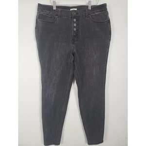 M Jeans By Maurices Black Jeans Large Womens Skinny Leg Button Fly High Rise - Picture 1 of 5