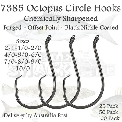 100/50pcs 7385 Octopus Circle Fishing Hook Chemically Sharpened Hook Fishing - image 1 of 3