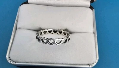 James Avery Designer *Retired* Sterling Silver "Eternal Hearts" Ring Band Sz 10 - Image 1 of 4