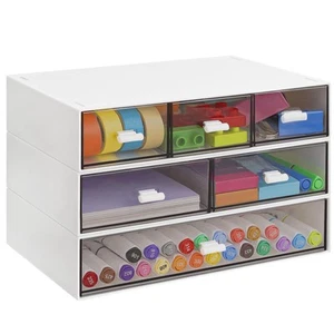 Stackable Desk Organizer with 6 Drawers - Plastic Storage Box Desktop Drawers... - Picture 1 of 7