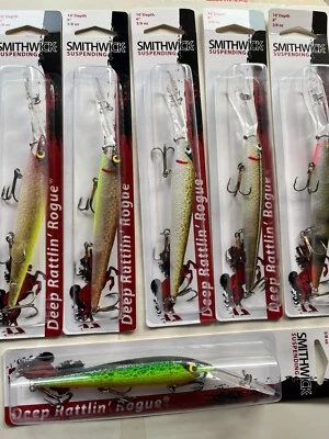 Smithwick Deep Rattlin Rogue Suspending Jerkbait Selection 4.5" Walleye Bass Foto 1 de 2