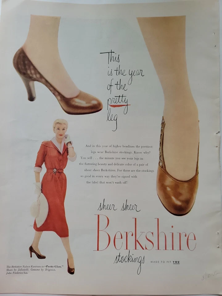 Medias Berkshire 1951 Mujer Año de Bonita Pierna Anuncio Vintage Foto 1 de 1