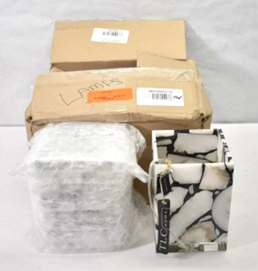Lot of 2 TLC Home Alabaster Lead Crystal Marble Light Square Base White/Black - Picture 1 of 5