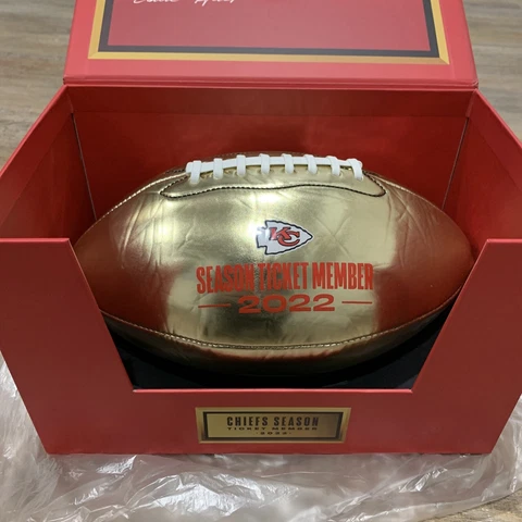 Kansas City Chiefs 2022 Season Ticket Member STM Gift Box Gold Football Plush Cover