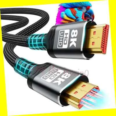 GREEN JISS 10K 8K HDMI Cable 2.1, 1.5FT Ultra High Speed HDMI Cable Braided Cord 48Gbps