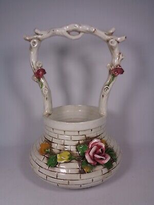 Capodimonte  Large Bassano Capodimonte ? Wishing Well Basket ? With Roses 44cm Great Planter>