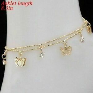 Summer Butterfly Crystal Chain Anklets Women Bracelet Foot Beach Jewelry Gifts
