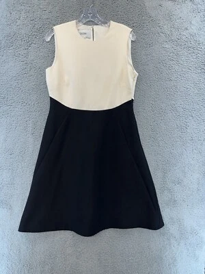 Vestido Valentino Mezcla Lana Mujer’s 8 Negro Blanco Sin Mangas Bloque de Color Cóctel Foto 1 de 4