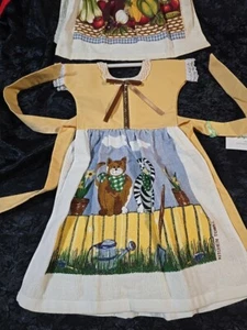 NEU 2 handgefertigte Katzen & Landhaus Thema Ofen Tür Kleid Küchentuch Spitzenborte - Bild 1 von 21