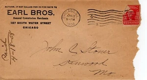 EARL BROS, GENERAL MERCHANTS, CHICAGO, ILLINOIS 1906 FDC8848 - Bild 1 von 2