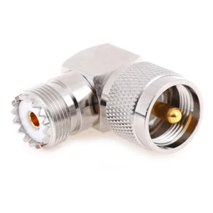 Conector RF de ángulo recto de 90 grados UHF SO-239 hembra a UHF PL-259 macho - Imagen 1 de 8