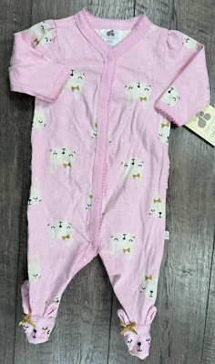 Ropa para bebé niña recién nacido orgánico recién nacido rosa con patas de gato conjunto Foto 1 de 3