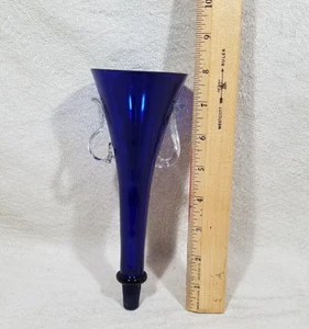 DE COLECCIÓN FLOR EPERGNE VIDRIO AZUL COBALTO 8" JARRÓN TROMPETA BROTE - SIN BASE EN MUY BUEN ESTADO - Imagen 1 de 17