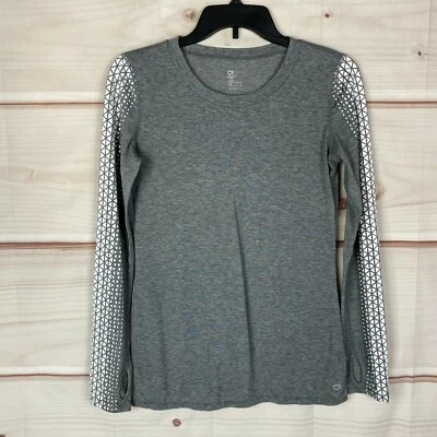 Top Gap Fit Mujer XS Gris Respiración Manga Larga Correr Estampado Cuello Redondo Tejido Foto 1 de 4
