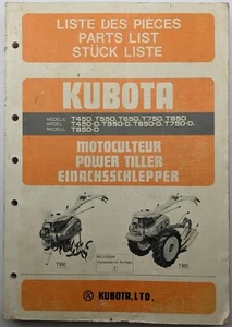 Kubota Power Tiller Parts List, Model T-450, 550, 650, 750, & 850, + D Variants - Picture 1 of 7
