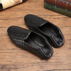 Occident Mens Slip on Loafers Soft Real Leather Flats Casual Driving Woven Shoes - Picture 1 of 16