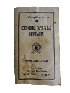 cONTINENTAL PAPER & BAG MAINE MINI SAMPLE VINTAGE BROCHURE GIVE-AWAY neocurio - Picture 1 of 10