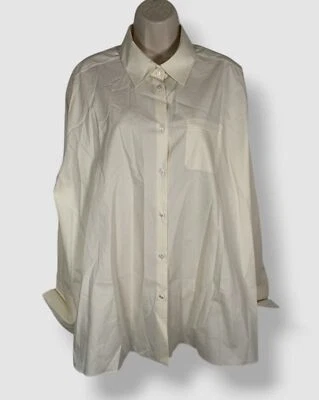 The Row Women's Ivory Lunar Cotton Long Sleeve Button-Up Collared Shirt Size M - Image 1 of 3