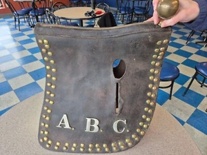 Vtg Horse Tack Harness Hames Cover Equestrian Parade Leather Craft Brass Studs - Picture 1 of 9