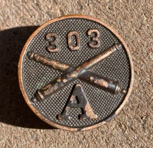 WW1 US Army Military AEF 303rd Field Artillery Battery A Enlisted Collar Disc - Picture 1 of 6