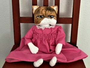 Maßgeschneiderte, auf Bestellung Katzenpuppe, Volkskunstpuppe, Haustierkunst, Primitive Puppe - Bild 1 von 10