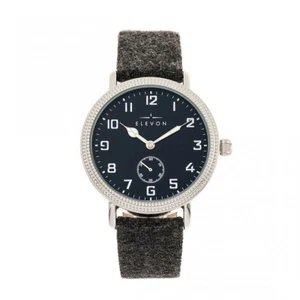 Elevon Northrop Men's Pressed Wool Overlaid Charcoal Leather Navy Watch ELE110-6 - Picture 1 of 3