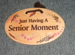 Mountaine Meadows Pottery Hanging Wall Plaque "JUST HAVING A SENIOR MOMENT" - Picture 1 of 3