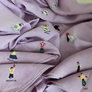 Vintage Tablecloth Cloth Napkin SET Latin American folk art figure Embroidery - Picture 1 of 23