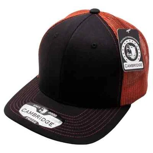 ⭐️PB222 Cappello camionista Cambridge Pit Bull nero arancione bruciato maglia curva Bill nuovo - Foto 1 di 3