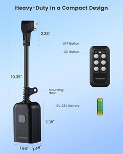Outdoor Wireless Remote Control Outlet Kit, Waterproof Remote Power Switch, 1... - Picture 1 of 1